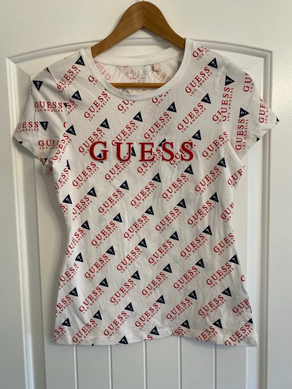 GUESS Women’s White Tee with Red Logo